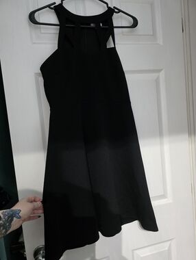 Reitmans Little Black Dress - High Neck Lattice Detail - Size XS